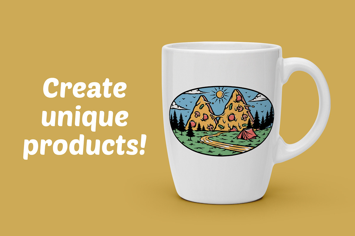 pizza mountain view in nature, an Illustration by gunaonedesign (Photo 2 of 5)