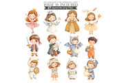 Watercolor Halloween Kids Clipart, an Illustration by CharmClipart (Thumbnail 4 of 8)