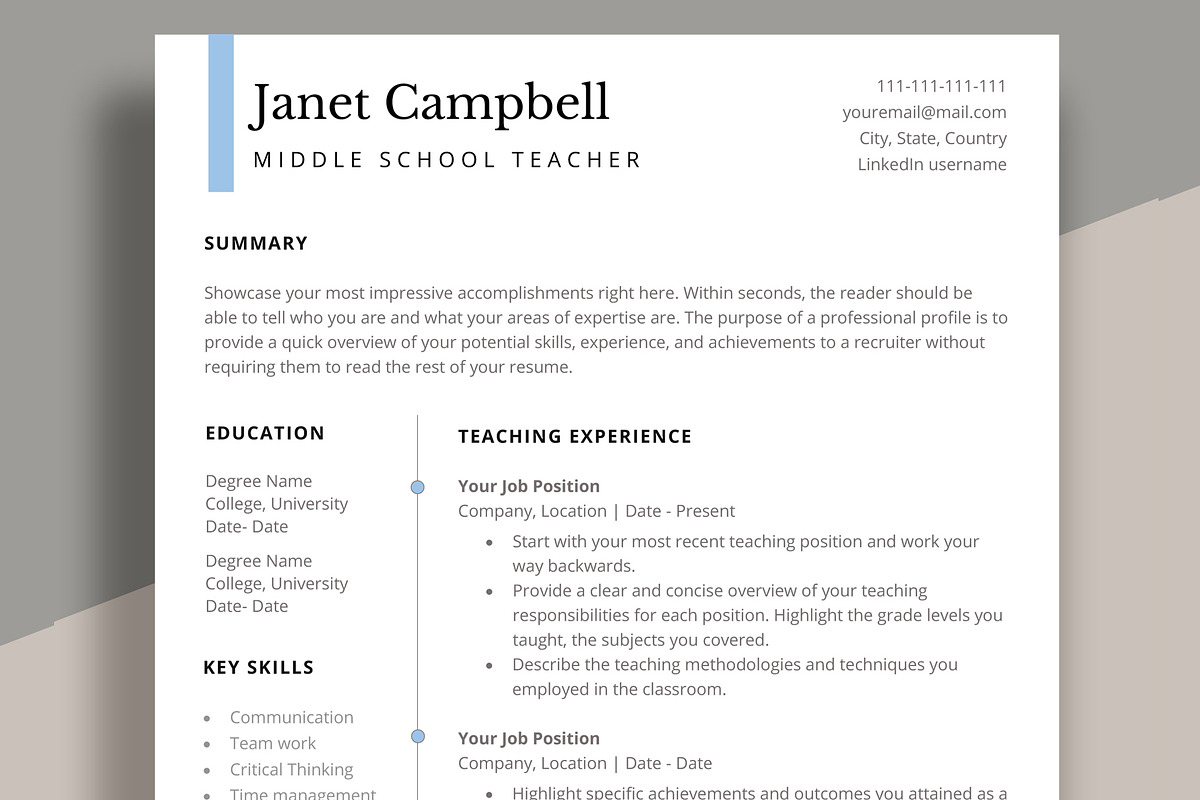 Resume Template word | Educator CV, a Resume Template by aivos (Photo 1 of 7)