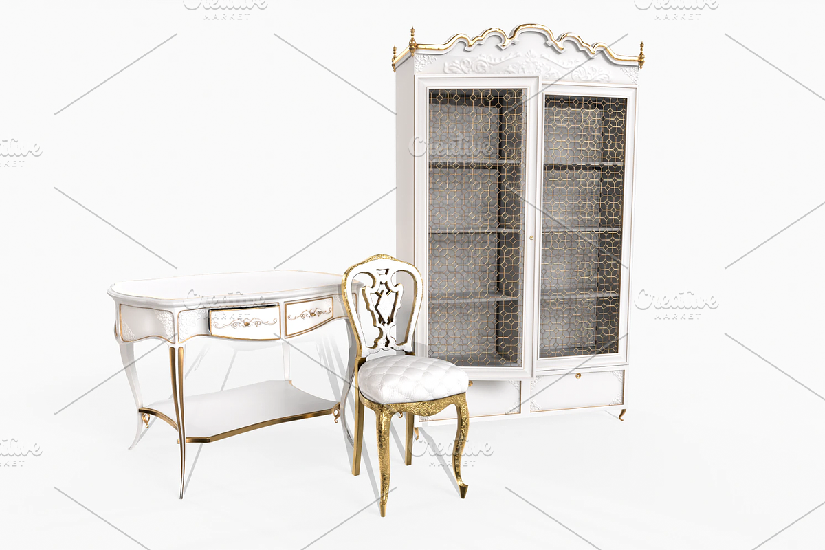 Vintage furniture set_4, a Furniture 3D Model by Snji | 3D Models (Photo 1 of 15)