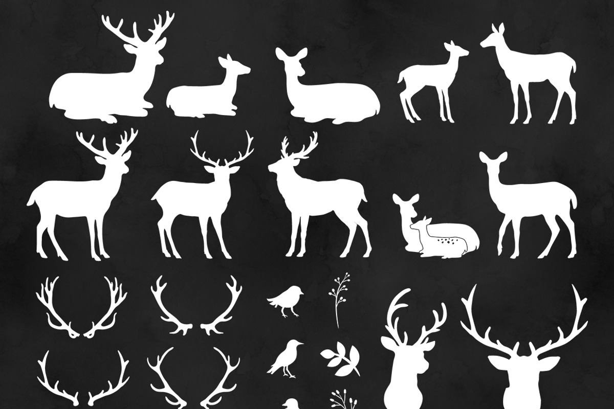 White Deer Silhouette Clipart, an Animal Illustration by La Boutique dei  Colori, image size:1200x800