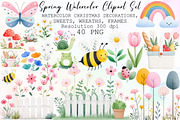 Spring Watercolor Clipart Set, an Illustration by Sublimation Artist (Thumbnail 1 of 6)