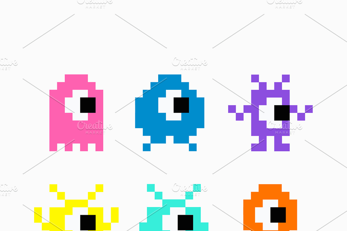 Pixel monsters retro videogame, a Graphic by Mary P