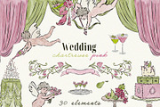 Chartreuse & Pink Wedding Clipart, an Object Illustration by Teresa Art Store (Thumbnail 1 of 7)