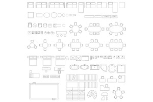 Furniture And Elements Line Symbols