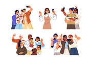 Happy people taking selfie together, a Person Illustration by PaperTrident (Thumbnail 1 of 6)