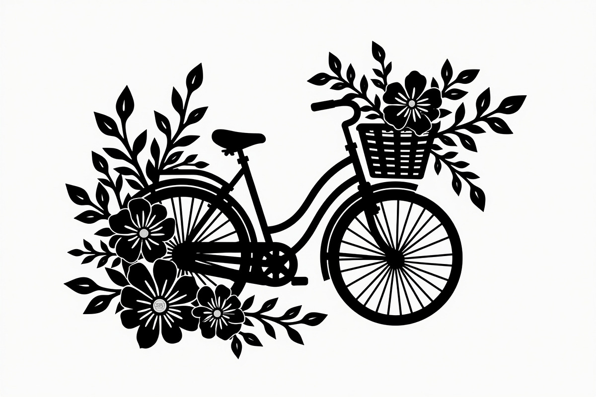 Charming Bicycle with Flowers, an Illustration by Amazin_art (Photo 3 of 21)