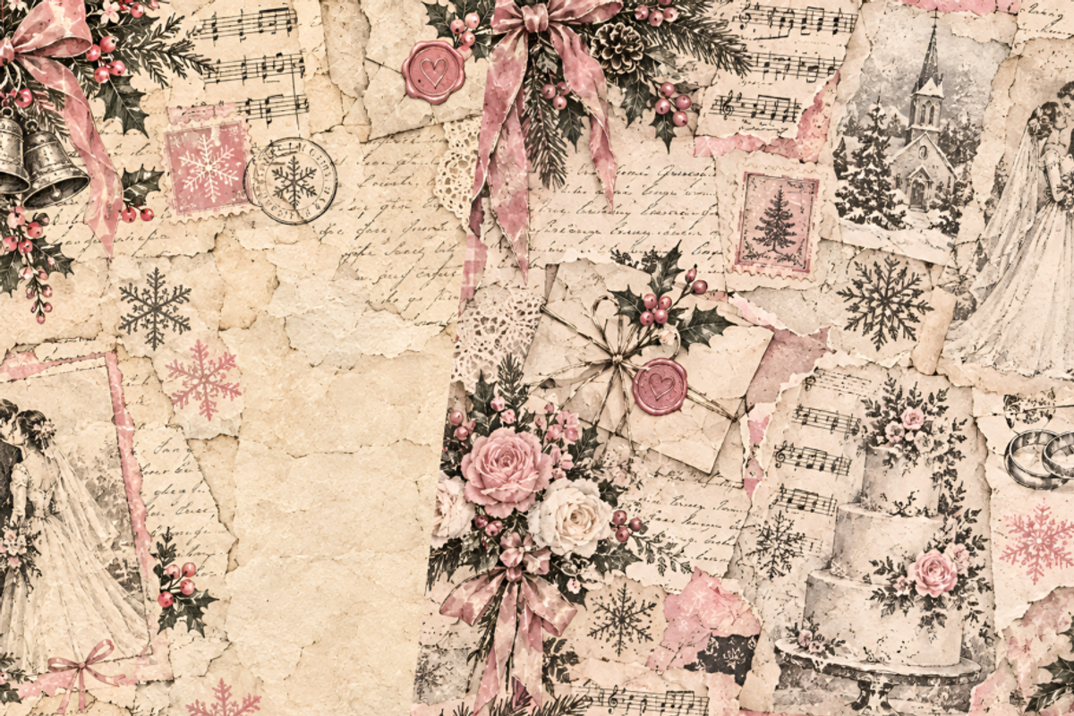 Wedding Winter Junk Journal Pages, a Background Graphic by Markicha Art (Photo 4 of 5)