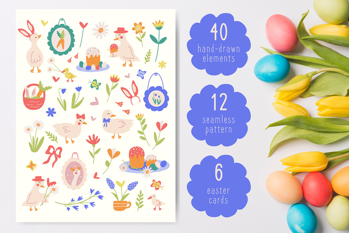 Easter Geese Spring design, a Decorative Illustration by Irina Avdeeva (Photo 2 of 7)