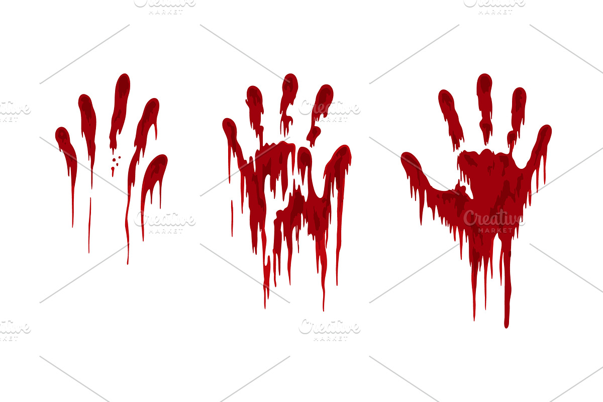 Dripping bloody handprints, an Object Illustration by GraphiShop