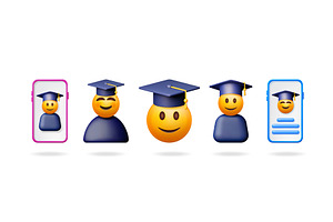 3d vector graduated student emoji, an Object Illustration by Abscent