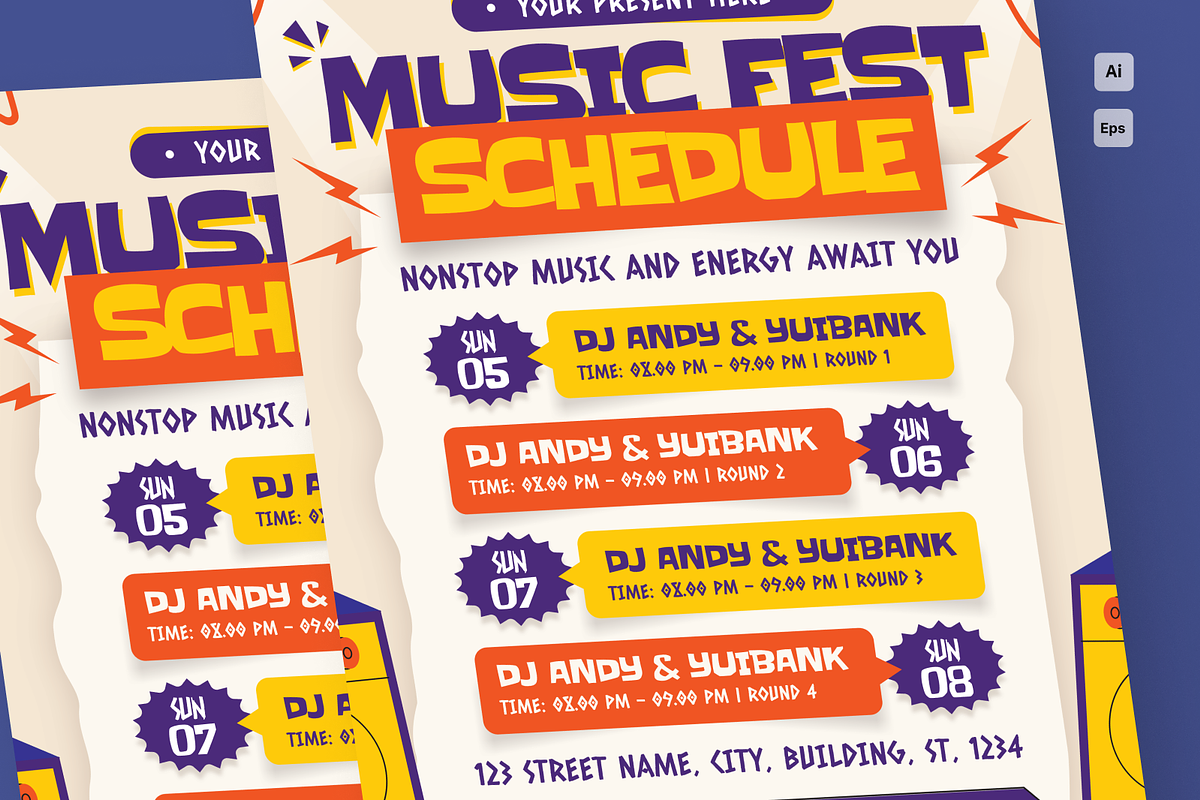 Music Fest Schedule Flyer, a Flyer Template by MMPixelCraft (Photo 4 of 4)