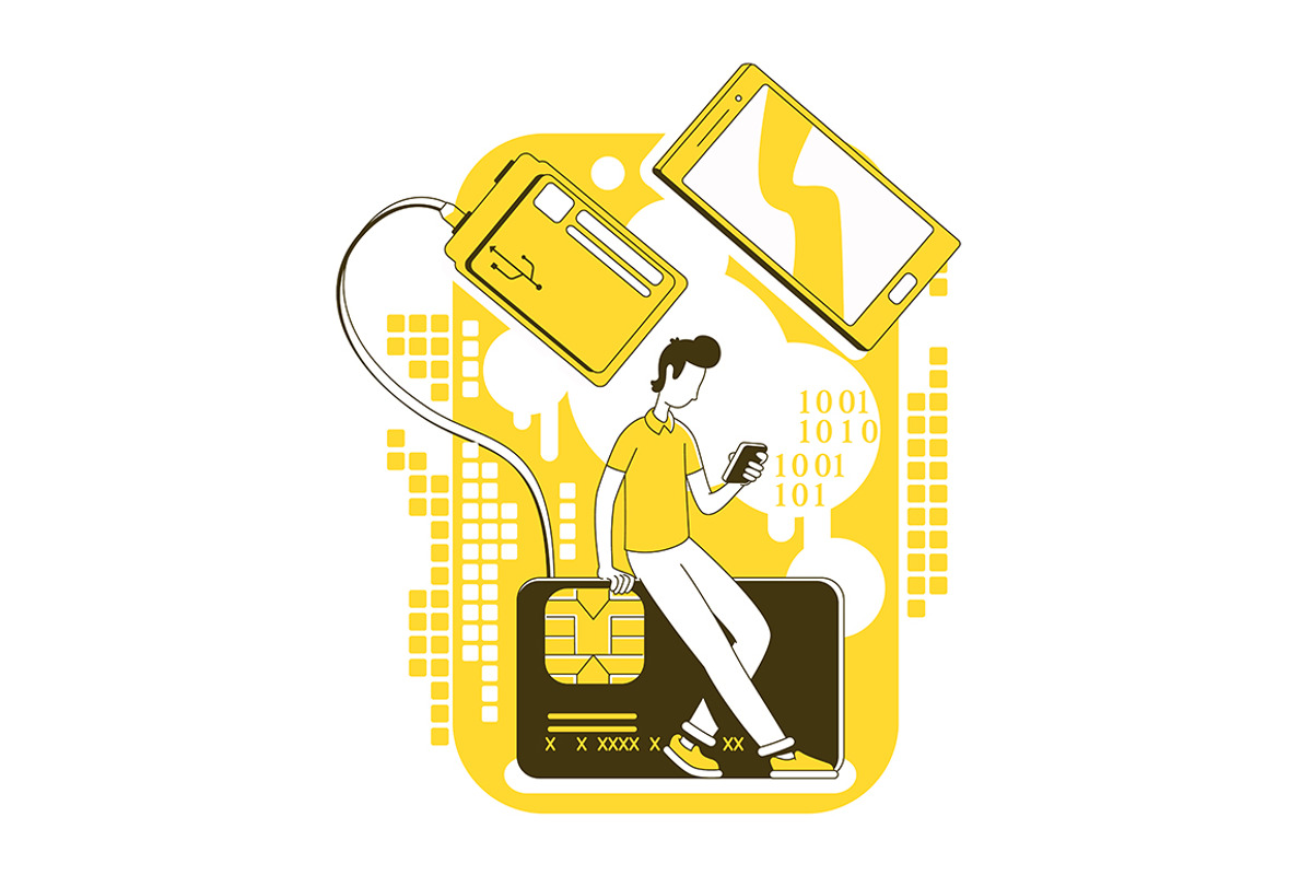 Storage media concept illustrations, a Technology Illustration by IMG visuals characters (Photo 5 of 9)