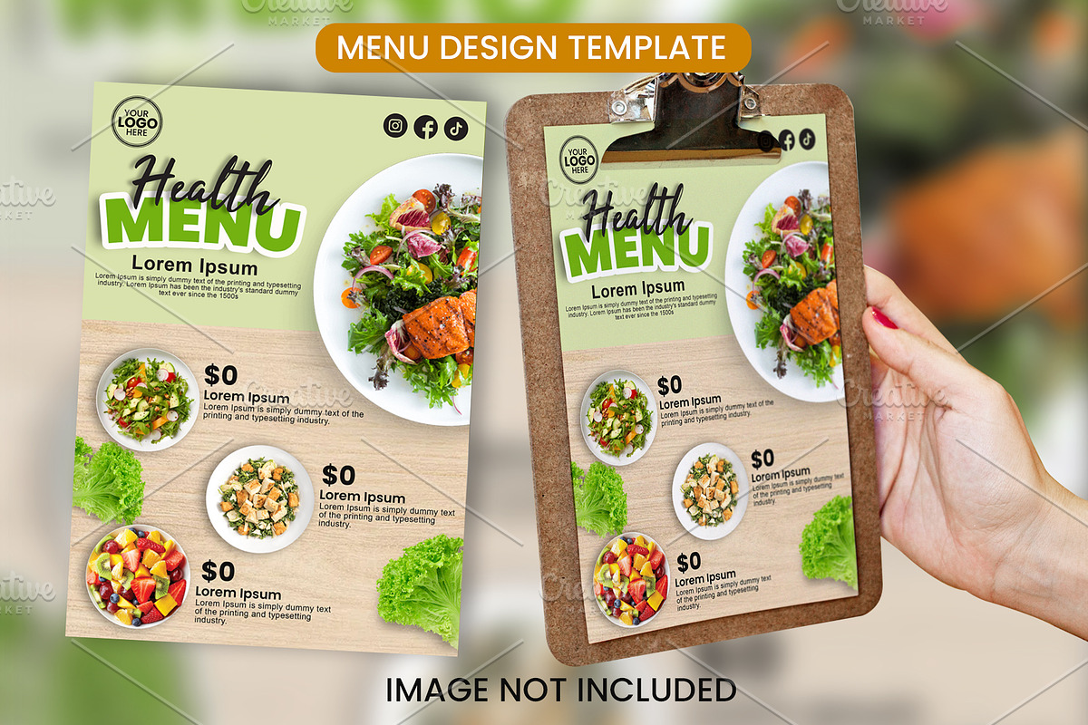 Menu Healthy Food Template Menu, a Flyer Template by Puteradesign