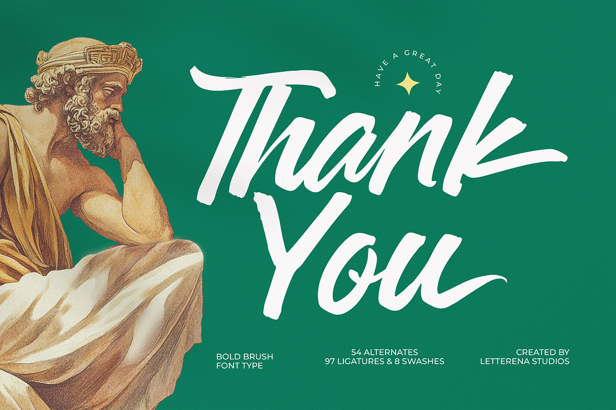 Sattyne Bregast Bold Brush Font Type, a Script Font by Letterena Studios Script (Photo 15 of 15)