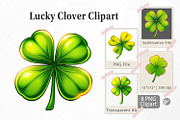 Lucky Clover Clipart, a Graphic by Artnoy (Thumbnail 1 of 5)
