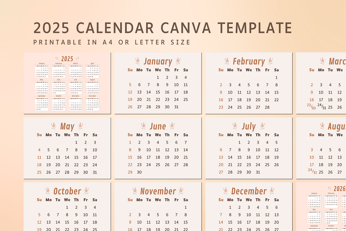 2025 CALENDAR CANVA TEMPLATE, a Stationery Template by The Little Lily Studio (Photo 3 of 5)