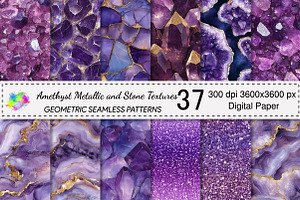 Amethyst Metallic and Stone Textures, a Pattern Graphic by Canvas Craft