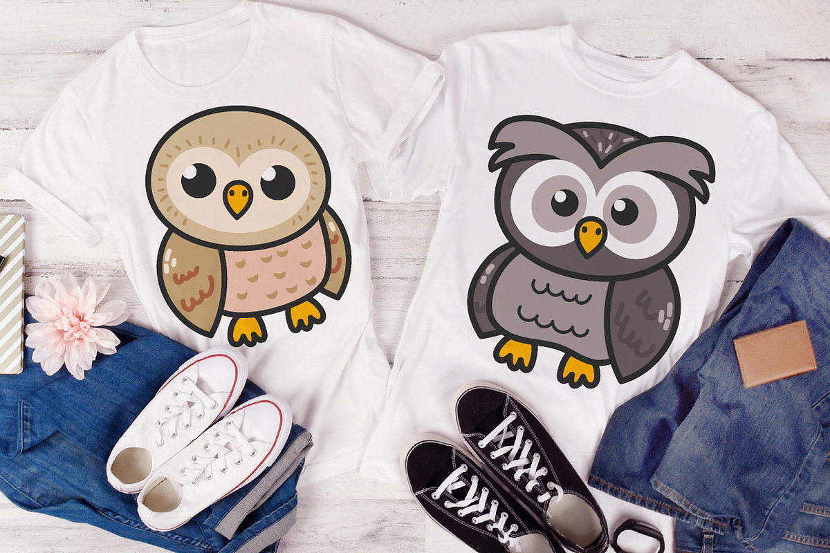 Cute Owls Cartoon animals clipart, an Animal Illustration by Noey smiley (Photo 4 of 5)
