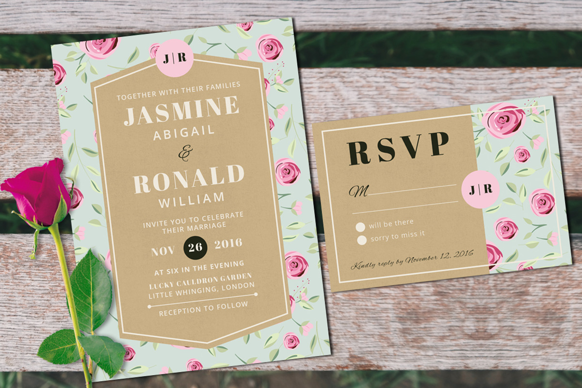 Vintage Wedding Invitation Suite, an Invitation Template by wulano (Photo 4 of 5)