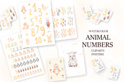 Watercolor Animal Numbers Set, an Animal Illustration by MayaNavits (Thumbnail 1 of 8)