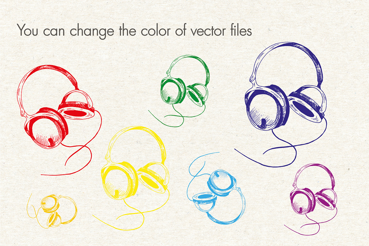 Headphones. Hand-drawn sketch, an Illustration by Canatic (Photo 3 of 5)
