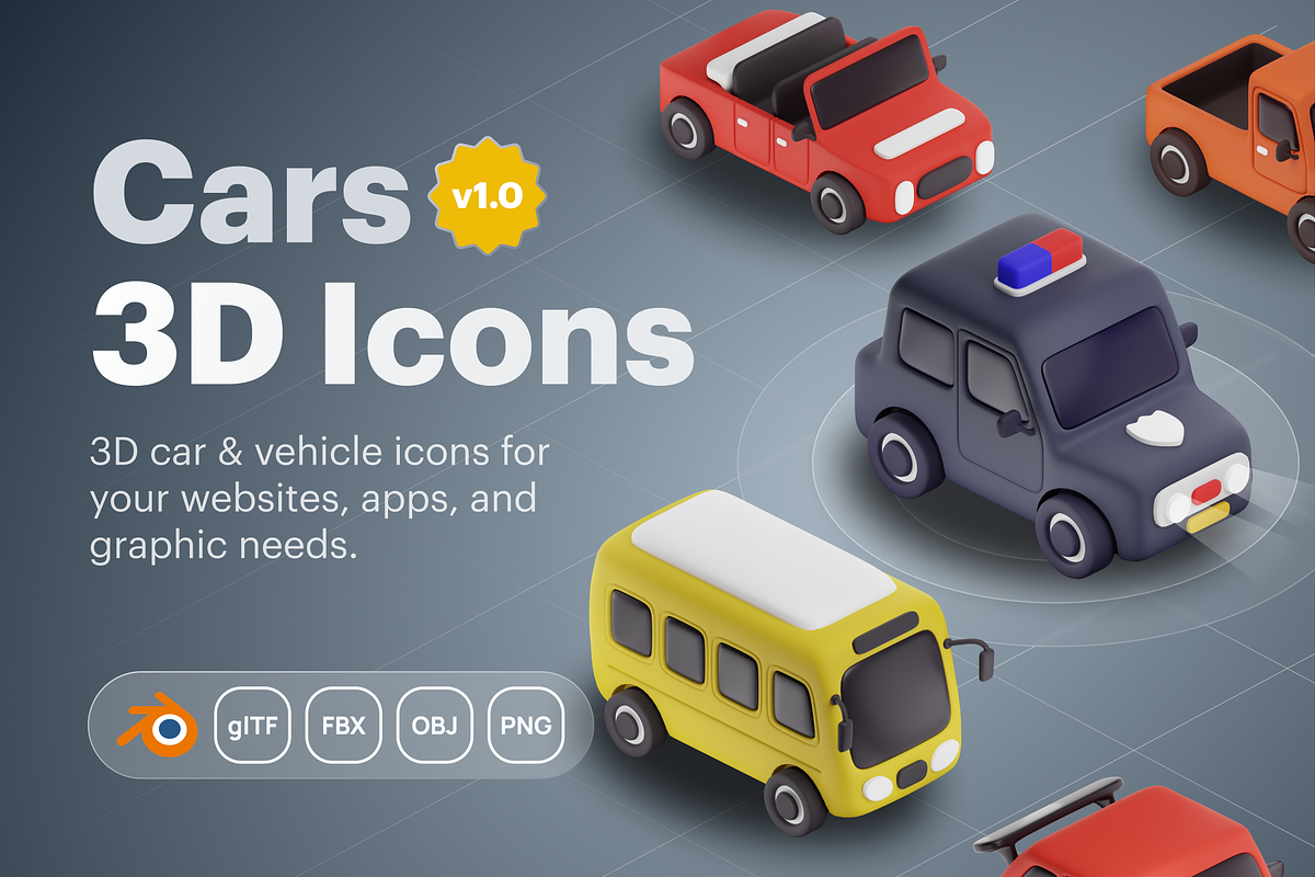 Carly - 3D Car Icon Set, a Cars & Vehicle 3D Model by Illustraly Design (Photo 1 of 8)