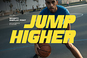 Jump Higher - Sport Display Font, a Sans Serif Font by Imoodev (Thumbnail 1 of 9)