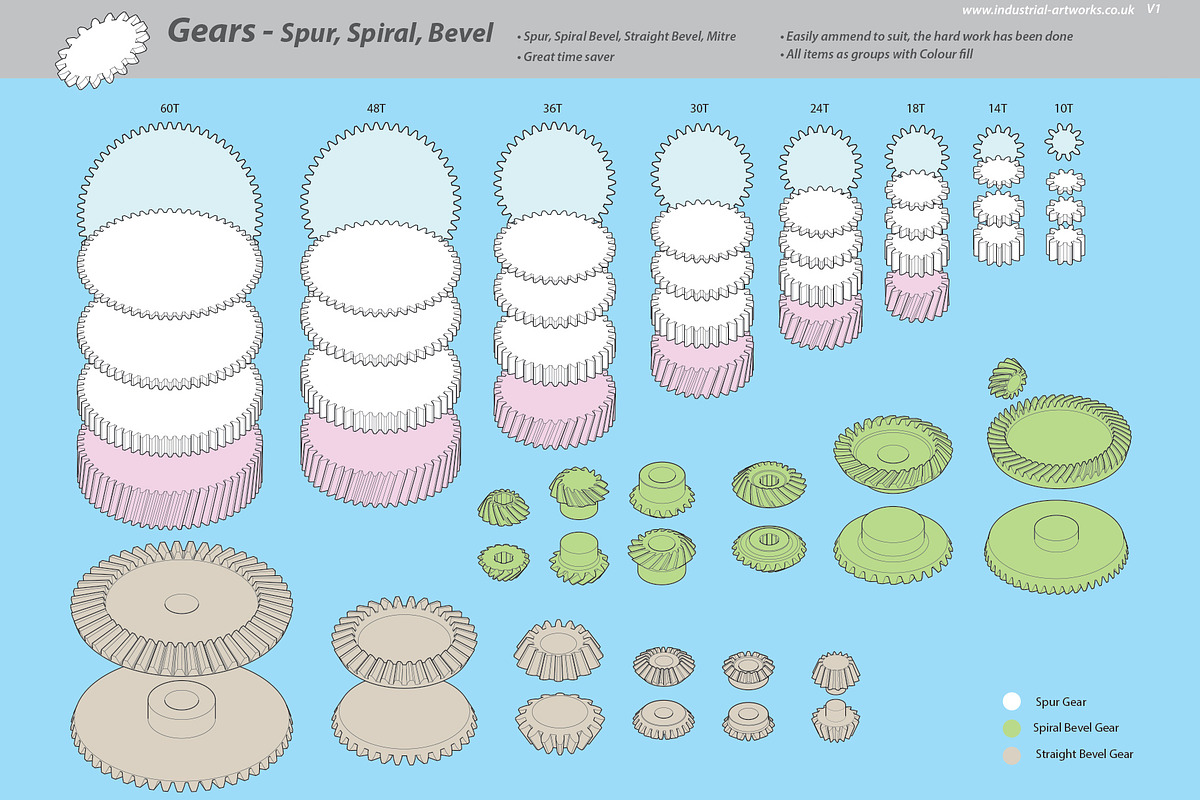 Isometric Vector Gears, an Illustration by Industrial Artworks (Photo 1 of 2)