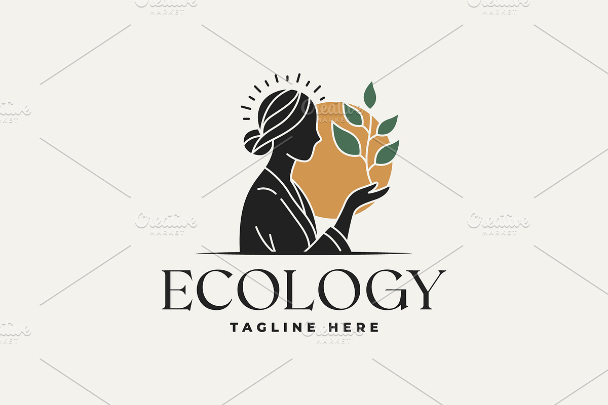 female with plant leaves logo icon, a Branding & Logo Template by Blazybone (Photo 2 of 2)