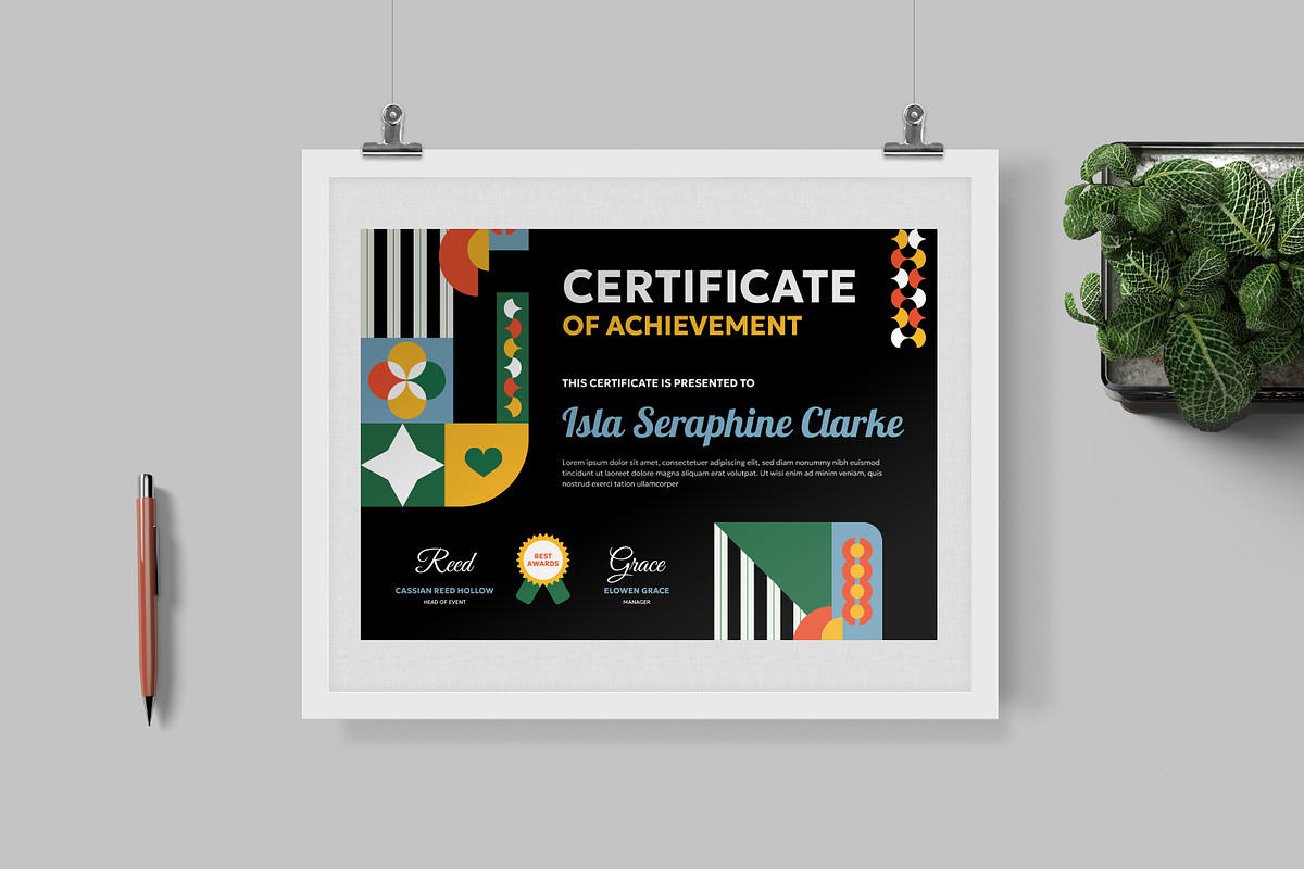 Geo Line Certificate Design, a Stationery Template by Annora Studio (Photo 2 of 6)