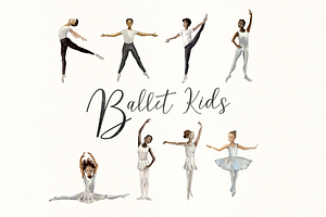 Kids Ballet Watercolor Clip Art Set