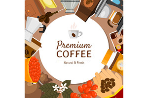 Coffee Shop Round Pattern Vector