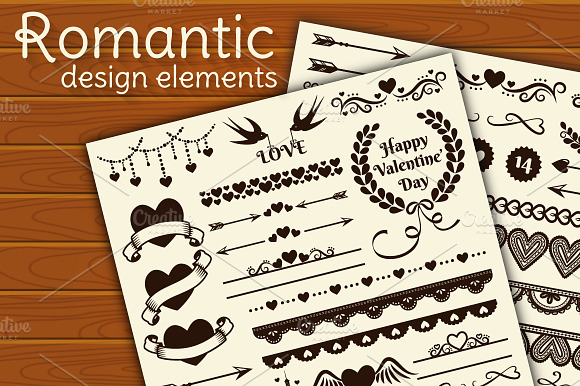 Romantic design elements preview 5