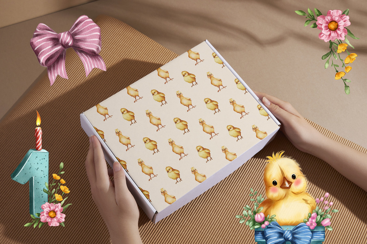 Cute Chick Birthday Collection, an Animal Illustration by IrynaPanashii (Photo 7 of 7)