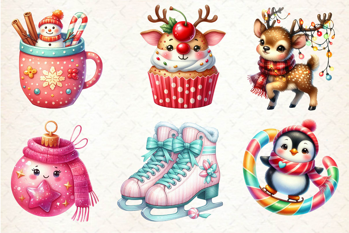 Cute Sweet Christmas Clipart PNG, an Illustration by Dream Creation (Photo 2 of 7)