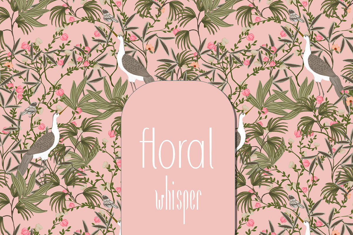 Chinoiserie floral birds pattern, a Pattern Graphic by Cotton Melon pattern Shop (Photo 1 of 7)