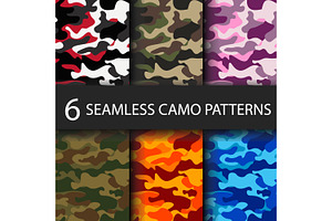 6 Pack Camouflage Seamless Pattern