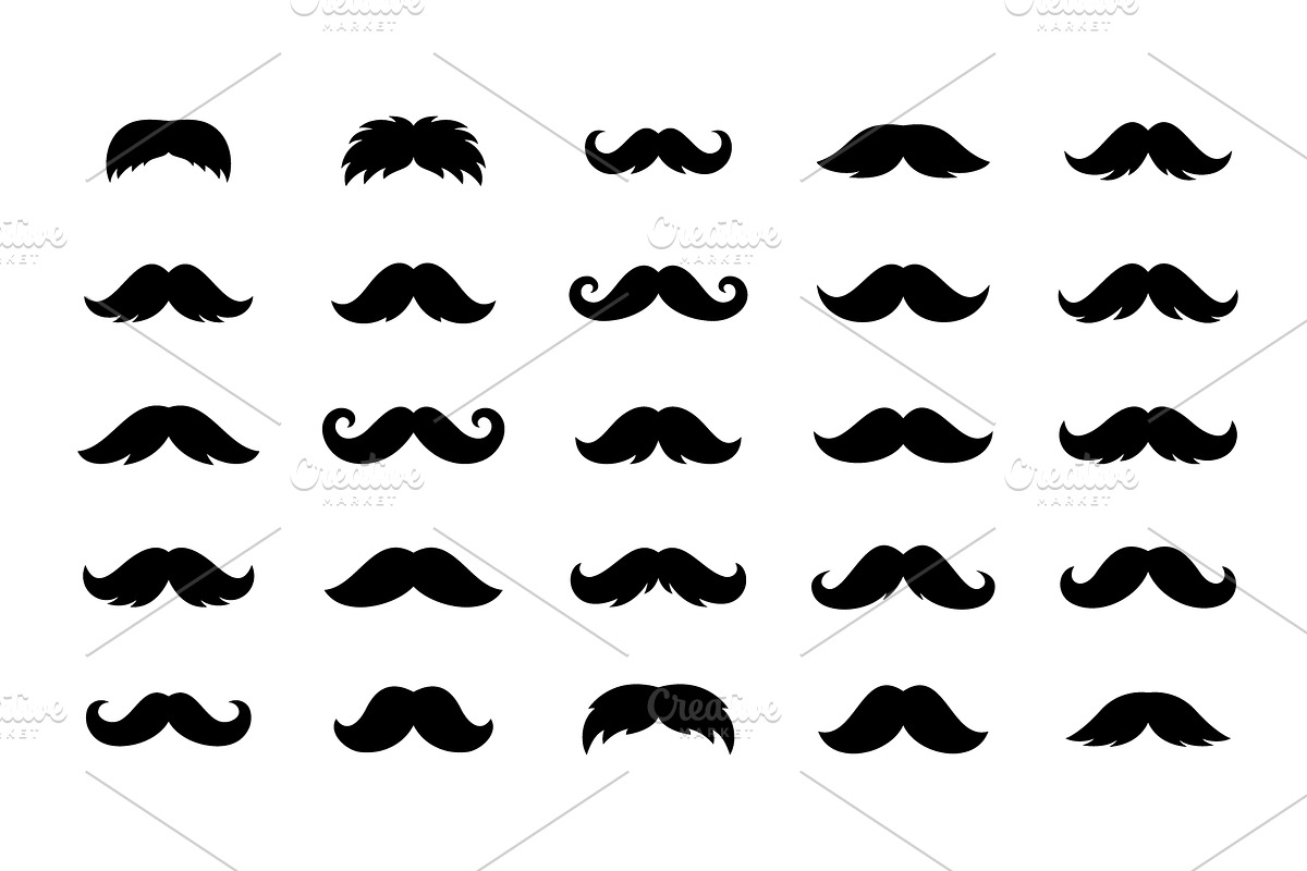 Vintage moustache silhouettes, an Illustration by GraphiShop