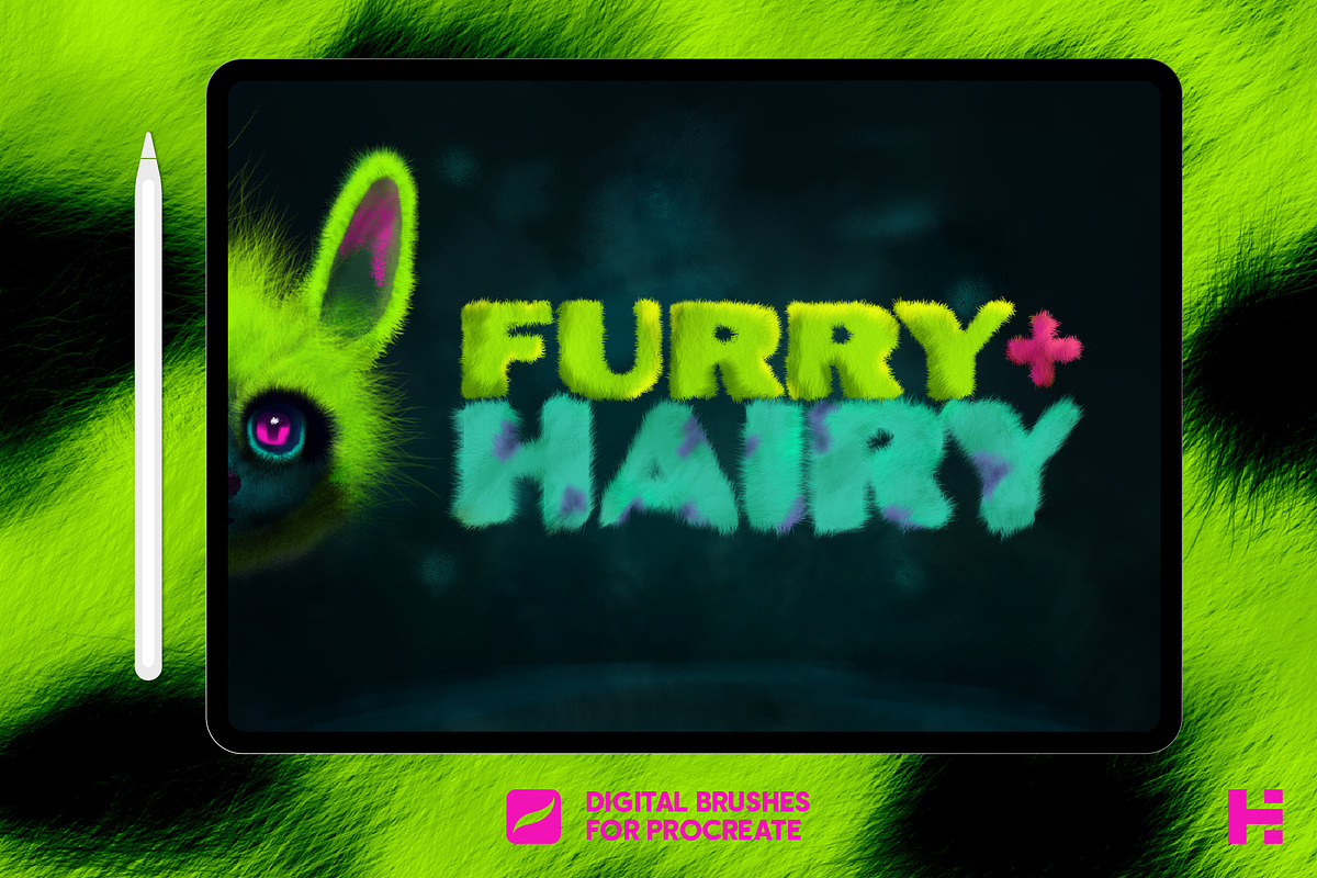 Furry + Hairy Procreate Brushes, a Brush Add-On by Tim Hankins Design (Photo 1 of 5)