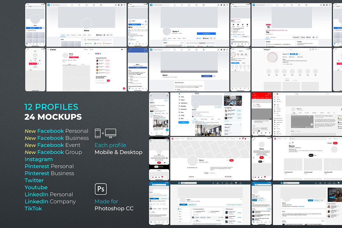 Social Media Mockups Bundle 2020, a Social Media Template by FEINGOLD (Photo 2 of 7)