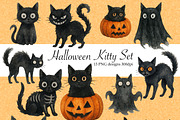 Watercolour Halloween Black Cat Art, an Animal Illustration by Night Crawler Creations (Thumbnail 1 of 3)