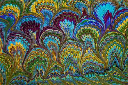 Peacock pattern hand painted paper containing paper, hand made, and peacock