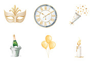 Watercolor New Year Clipart, an Illustration by CreationArt (Thumbnail 5 of 7)
