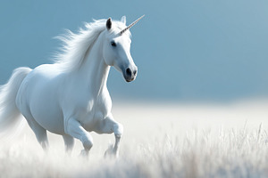 Majestic white unicorn running, an Animal Photo by MistyDay