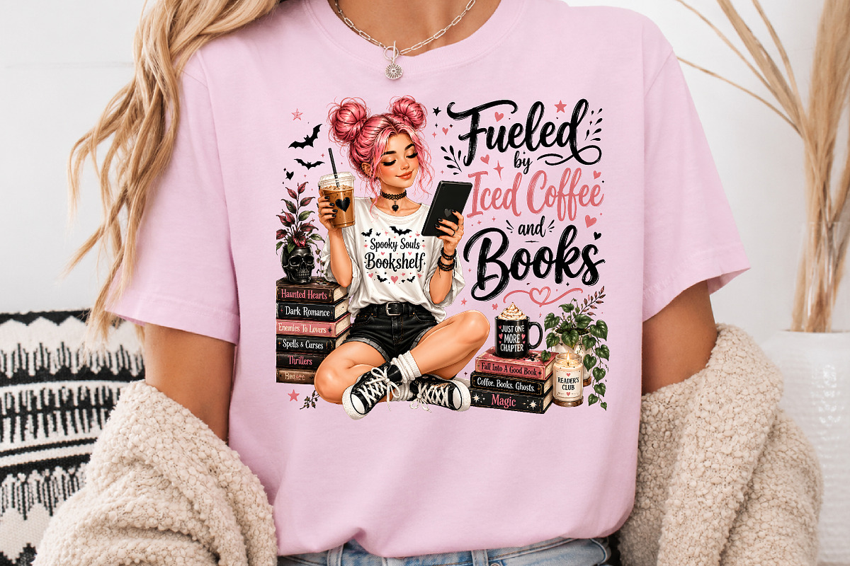 Fueled By Iced Coffee & Books PNG, a Seasonal Illustration by Rose Art (Photo 3 of 4)