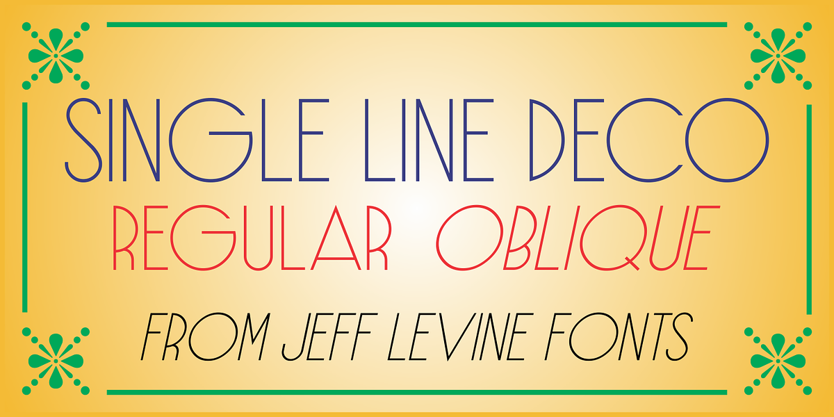 Single Line Deco JNL, a Sans Serif Font by Jeff Levine Fonts (Photo 1 of 5)
