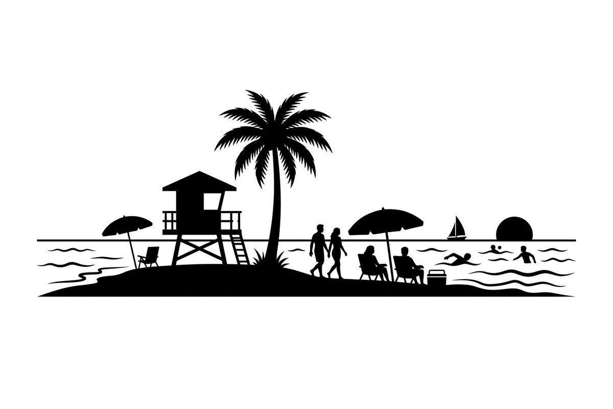 Coastal Paradise Silhouette Set, an Object Graphic by Creativeshirt (Photo 3 of 3)