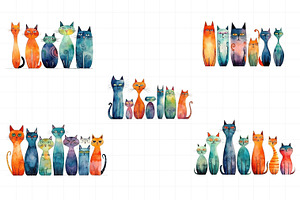 Whimsical Cats Clipart