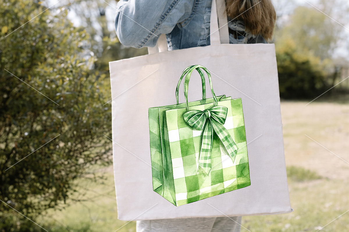 Luxury Green Gingham Summer Clipart, an Illustration by Canvas Craft (Photo 6 of 7)